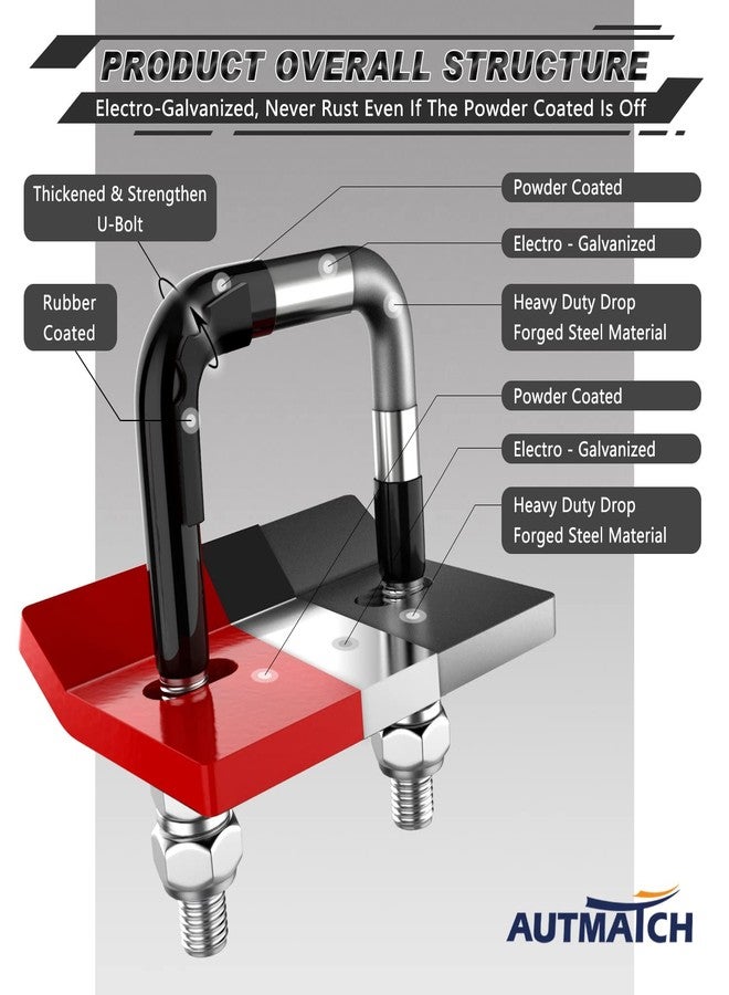 AUTMATCH Hitch Tightener Anti-Rattle Clamp, Heavy Duty Hitch Stabilizer for 1.25" and 2" Trailer Hitches, Rubber Isolator and Anti-Rust Double Coating Protective, Black & Red - Image 5
